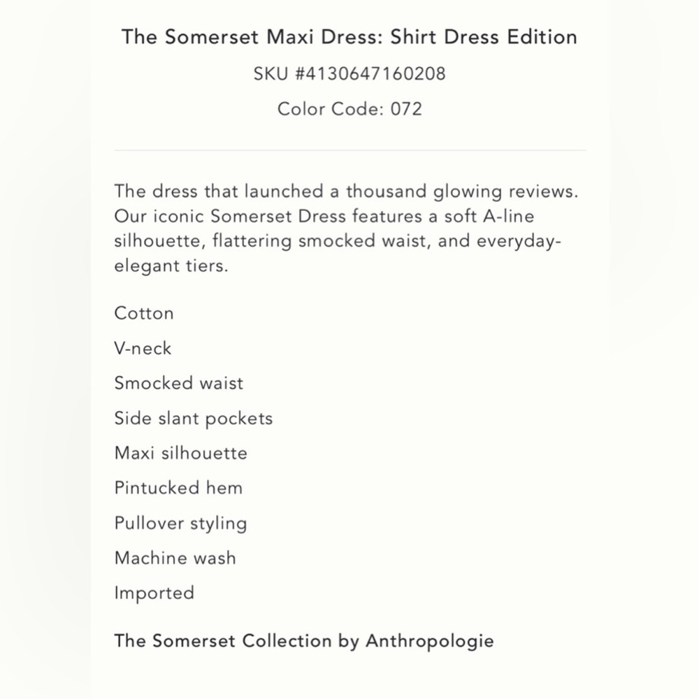 Anthropologie TheSomerset White Shirt Maxi Dress Edition Size: M - Picture 4 of 5